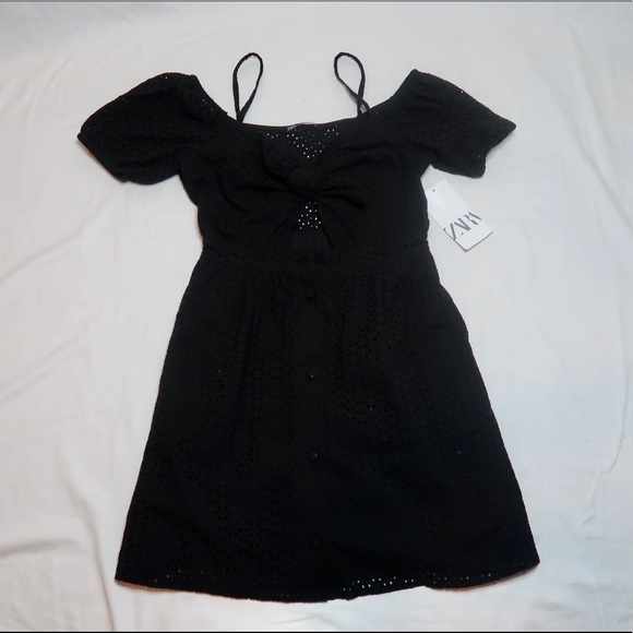 Zara | Black Cut Out Bow Dress - Picture 1 of 7